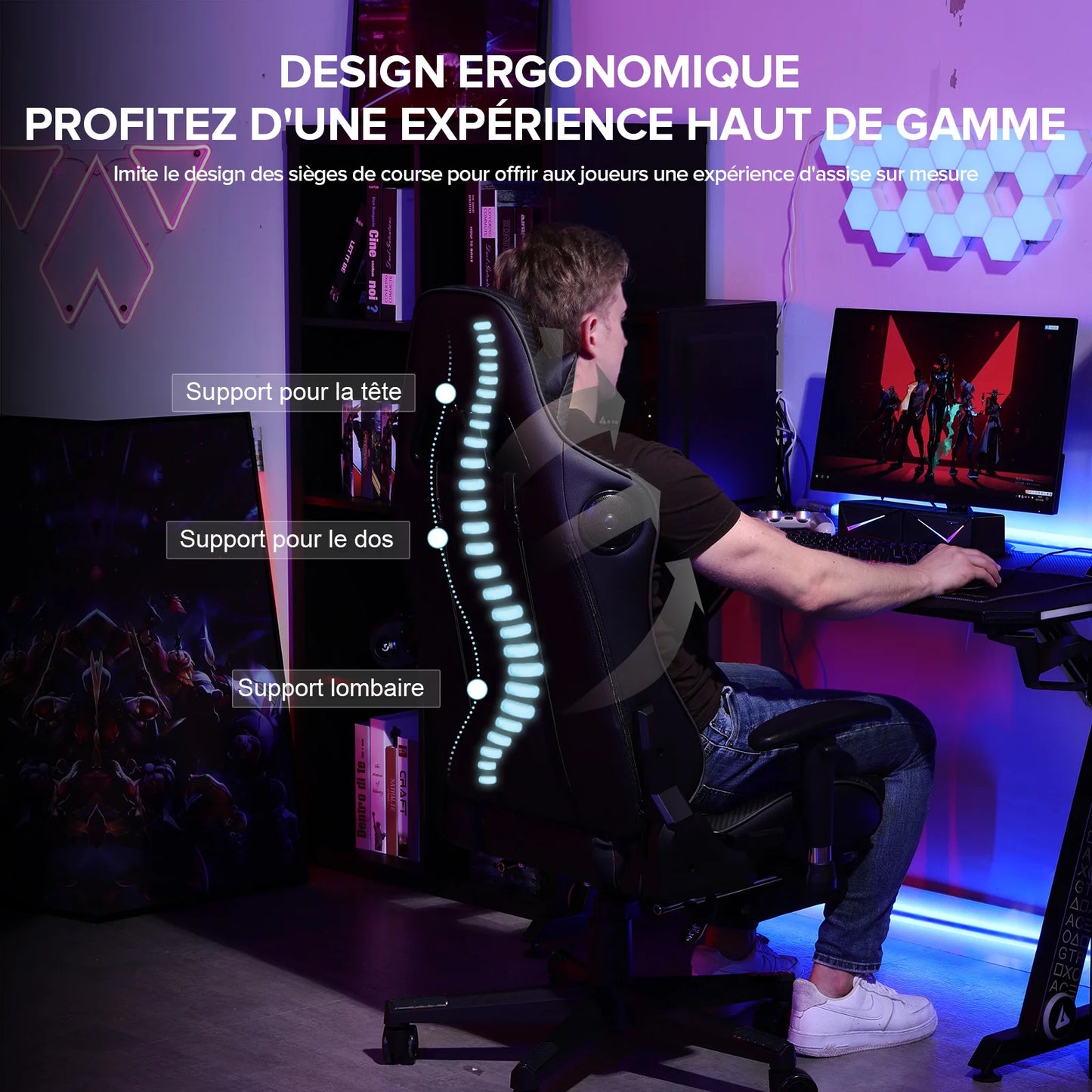 GTPLAYER Gaming Chair with Footrests Bluetooth Loudspeaker Music Chair Ergonomic Computer Chair Desk Chair