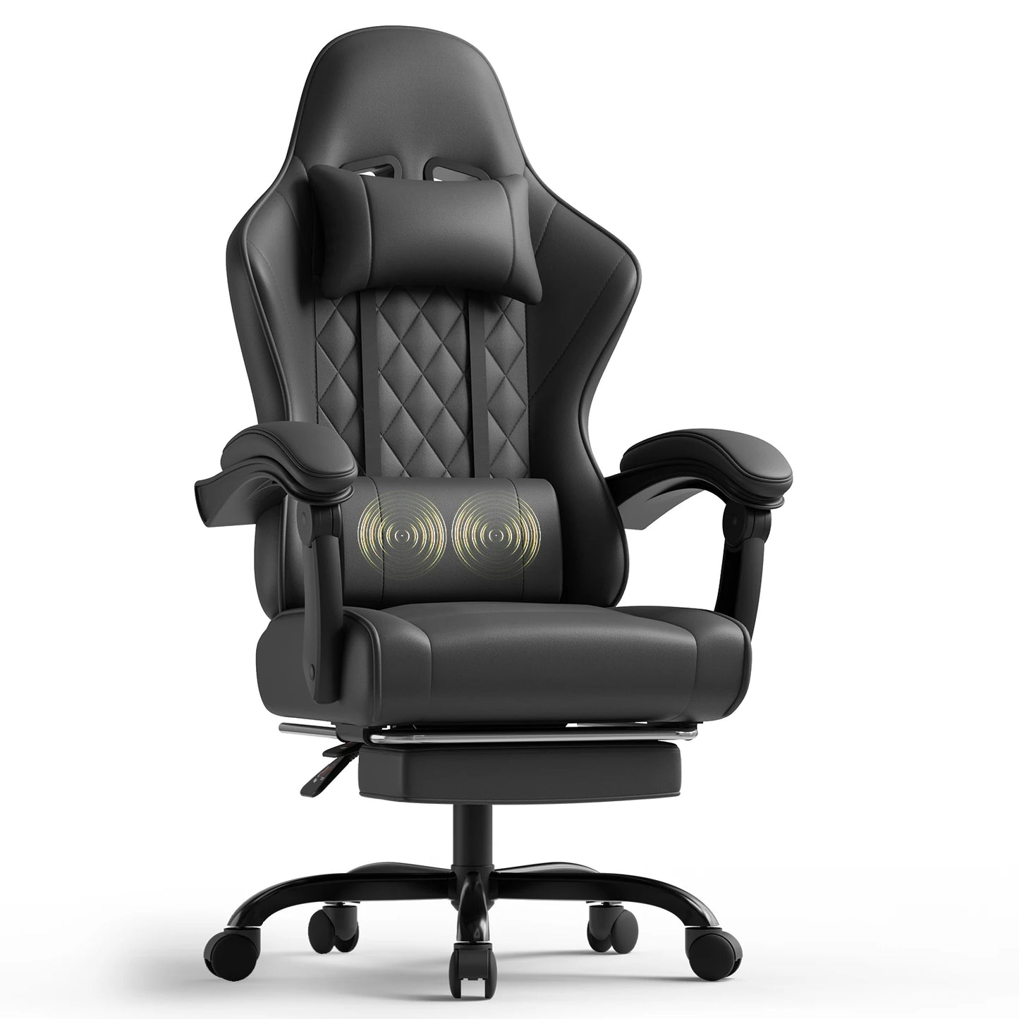 Devoko Height Adjustable Massage Gaming Chair Ergonomic Design with Lumbar Support Headrest Swivel Chair