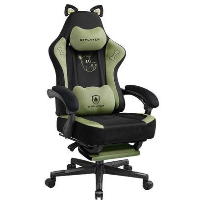 GTPLAYER Cute Gaming Chair with Velvet Fabric Ergonomic Office Chair Gamer Chair with Cat Ears 150kg Pink
