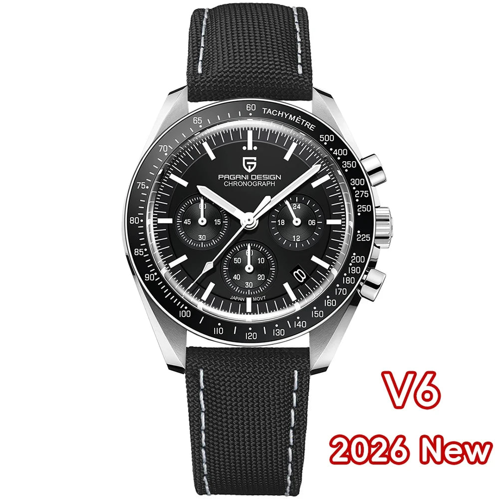PAGANI DESIGN 2026 New Red Men's Watches Luxury Quartz Wrist Watch For Men Chronograph Automatic Date Waterproof Local Shipping