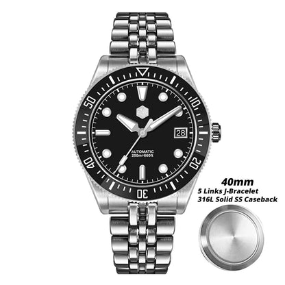 San Martin 40mm Men's Luxury Diver Watch Miyota 9015 Enamel Sunburst Dial Automatic Mechanical Wristwatch Waterproof 200m SN0148