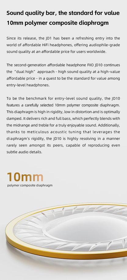 FiiO JD10 3.5mm / Type-C Wired In-Ear Earphone Hi-Res Audio HIFI Bass Stereo Music Earbuds Sport Gaming Headset