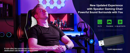 GTPLAYER Gaming Chair with Footrests Bluetooth Loudspeaker Music Chair Ergonomic Computer Chair Desk Chair