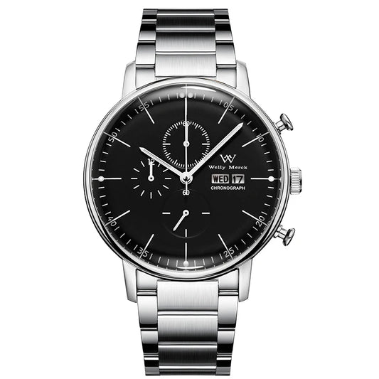 WM Watch Quartz Watches Casual Business Sapphire Crystal Water Resistant Stainless Steel Welly Merck Watch 014M