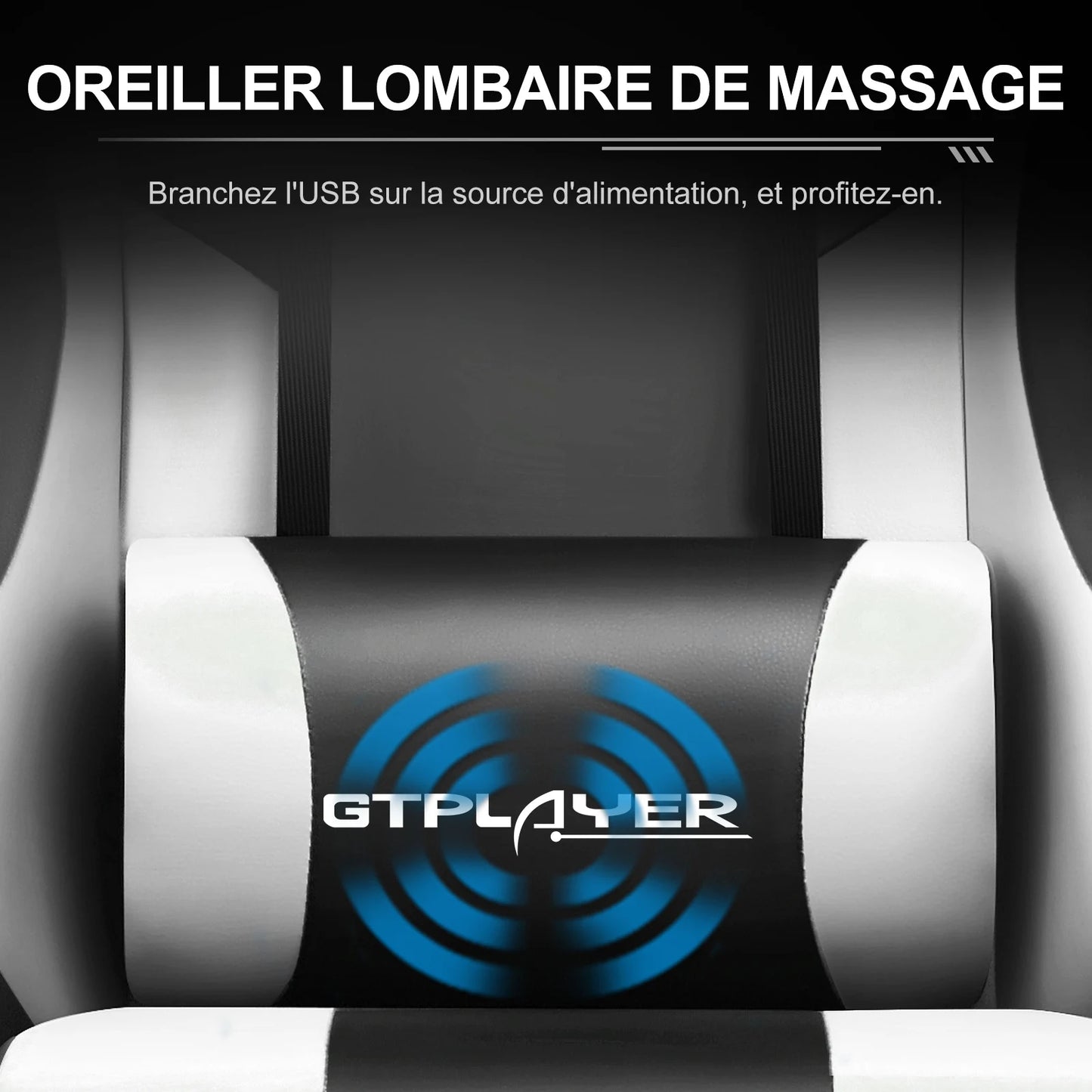 GTPLAYER Gaming Chair with Massage Lumbar Cushion & Footrest, Ergonomic Office Chair with Padded Seat, Swivel Chair up to 150 kg