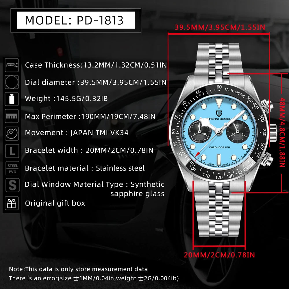 Novo relógio masculino PAGANI DESIGN 2026 Panda Retro de luxo, quartzo, cronógrafo Speed, safira AR, luminoso, envio local