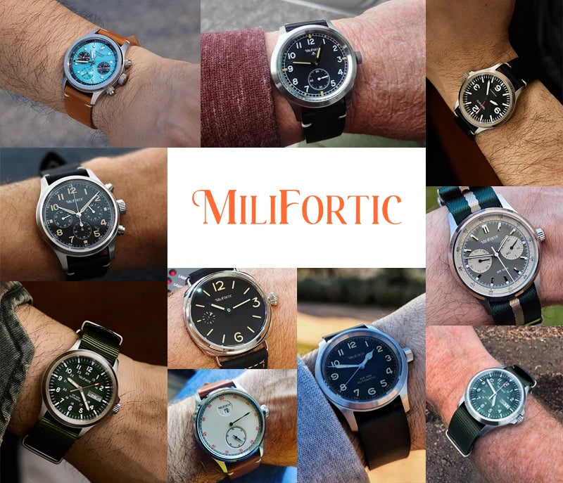 Milifortic M096 Men's Pilot Watch Large Arabic Numerals Military Style NH38 Auto Watch BGW9 Luminous 100M Waterproof Field Watch