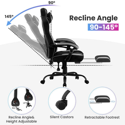 WOLTU Rotatable Computer Armchair Swivel Gaming Chair with Pocket Spring Cushion Ergonomic Office Chair Wide Seat Footrest