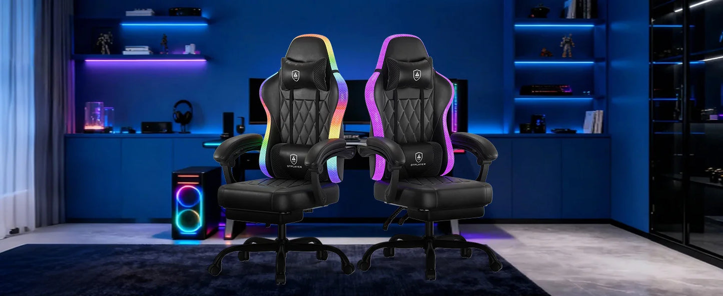 GTPLAYER Gaming Chair Office Chair Gaming Chair with LED Light Bar Gamer Chair Backrest with Storage Bag Ergonomic