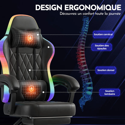 GTPLAYER Gaming Chair Office Chair Gaming Chair with LED Light Bar Gamer Chair Backrest with Storage Bag Ergonomic