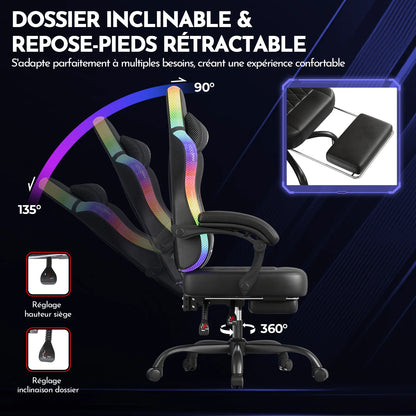 GTPLAYER Gaming Chair Office Chair Gaming Chair with LED Light Bar Gamer Chair Backrest with Storage Bag Ergonomic