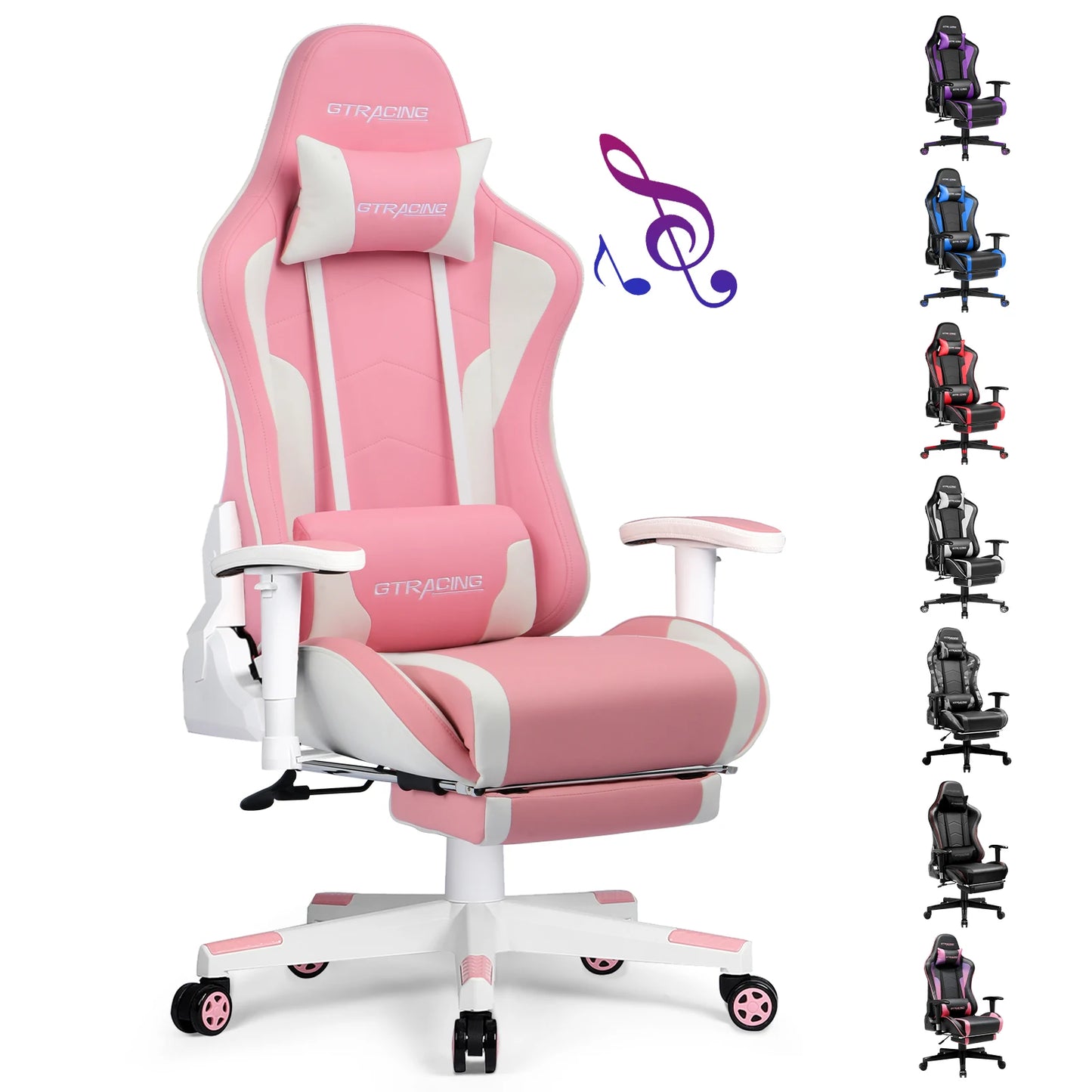 GTPLAYER Gaming Chair with Footrests Bluetooth Loudspeaker Music Chair Ergonomic Computer Chair Desk Chair