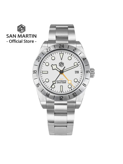 Relógio mecânico automático San Martin New 39mm NH34 BB GMT, relógio desportivo, safira, luminoso, impermeável 100m, para homem, Relogio SN0054