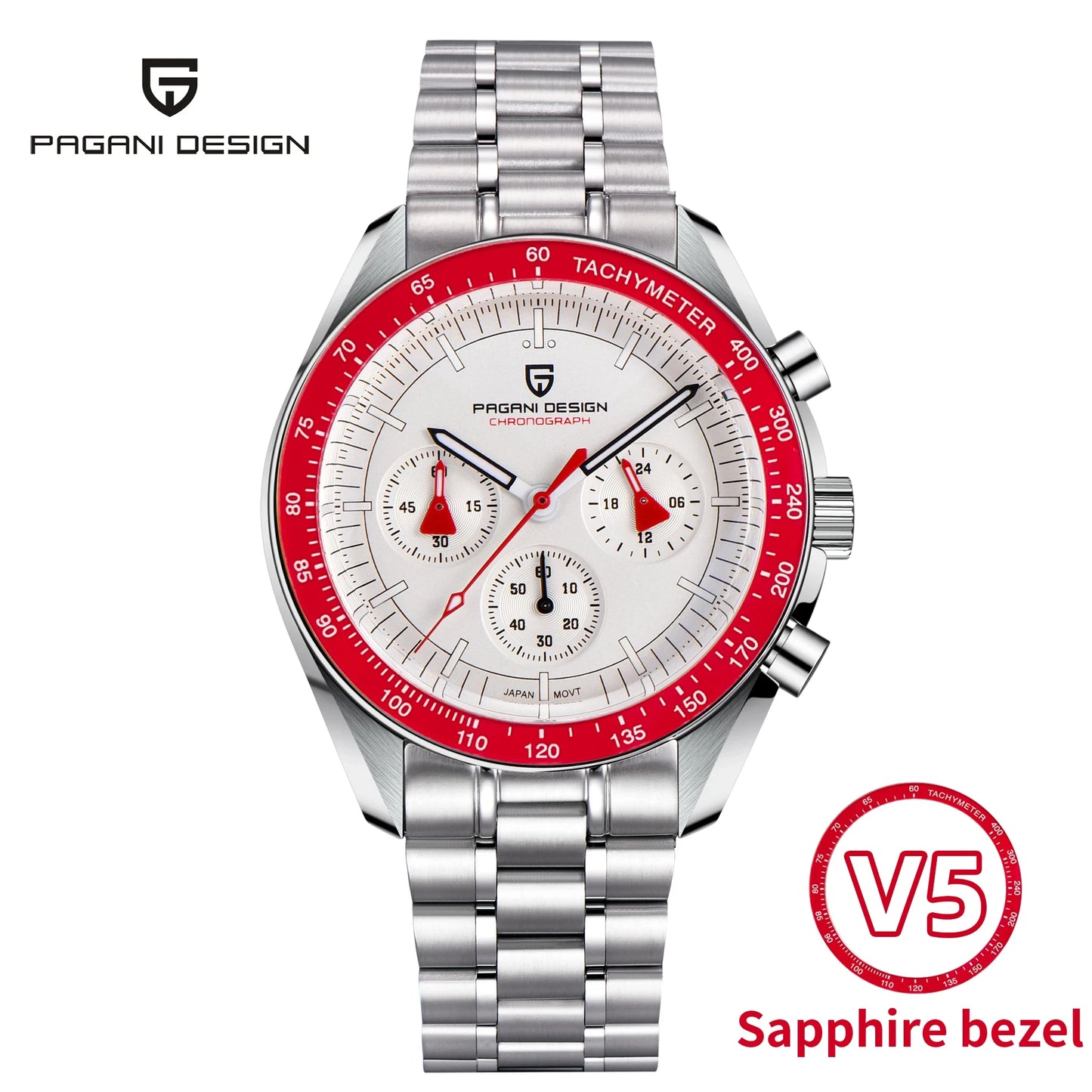 PAGANI DESIGN 2026 New Red Men's Watches Luxury Quartz Wrist Watch For Men Chronograph Automatic Date Waterproof Local Shipping