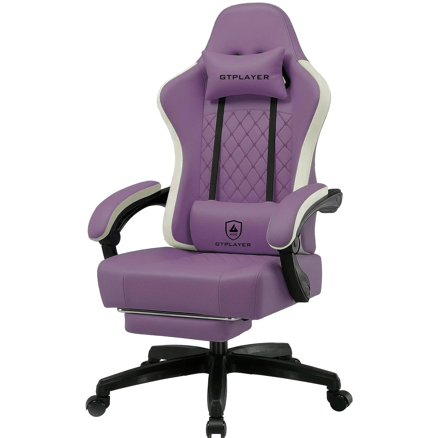 GTPLAYER Gaming Chair Ergonomic Gaming Armchair Desk Chair Faux Leather, Spring Seat Cushion, Connecting Armrests and Footrest 150KG