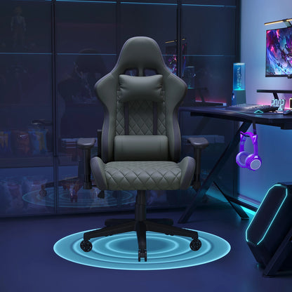 Comanlai Ergonomic Gaming Chair with RGB Lighting, PVC Leather Computer Chair, Adjustable Seat Height and Backrest, Waist Massage