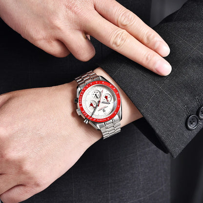 PAGANI DESIGN 2026 Nuevo reloj rojo de lujo para hombre, reloj de pulsera de cuarzo para hombre con cronógrafo, fecha automática, resistente al agua y envío local