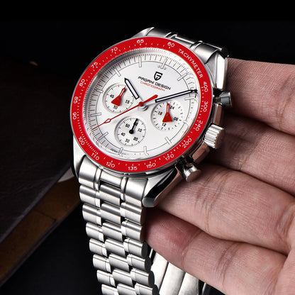 PAGANI DESIGN 2026 New Red Men's Watches Luxury Quartz Wrist Watch For Men Chronograph Automatic Date Waterproof Local Shipping