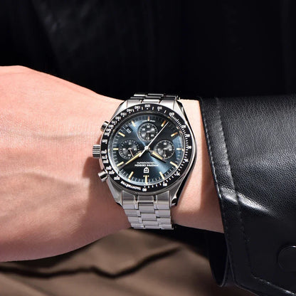 Novo Relógio de Homem PAGANI DESIGN V6 Moon 2026, Speed Sports, Cronógrafo de Quartzo, Vidro Safira AR e Luneta em Cerâmica, Seguro