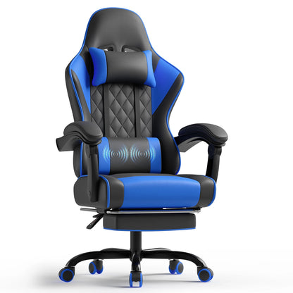 Devoko Height Adjustable Massage Gaming Chair Ergonomic Design with Lumbar Support Headrest Swivel Chair