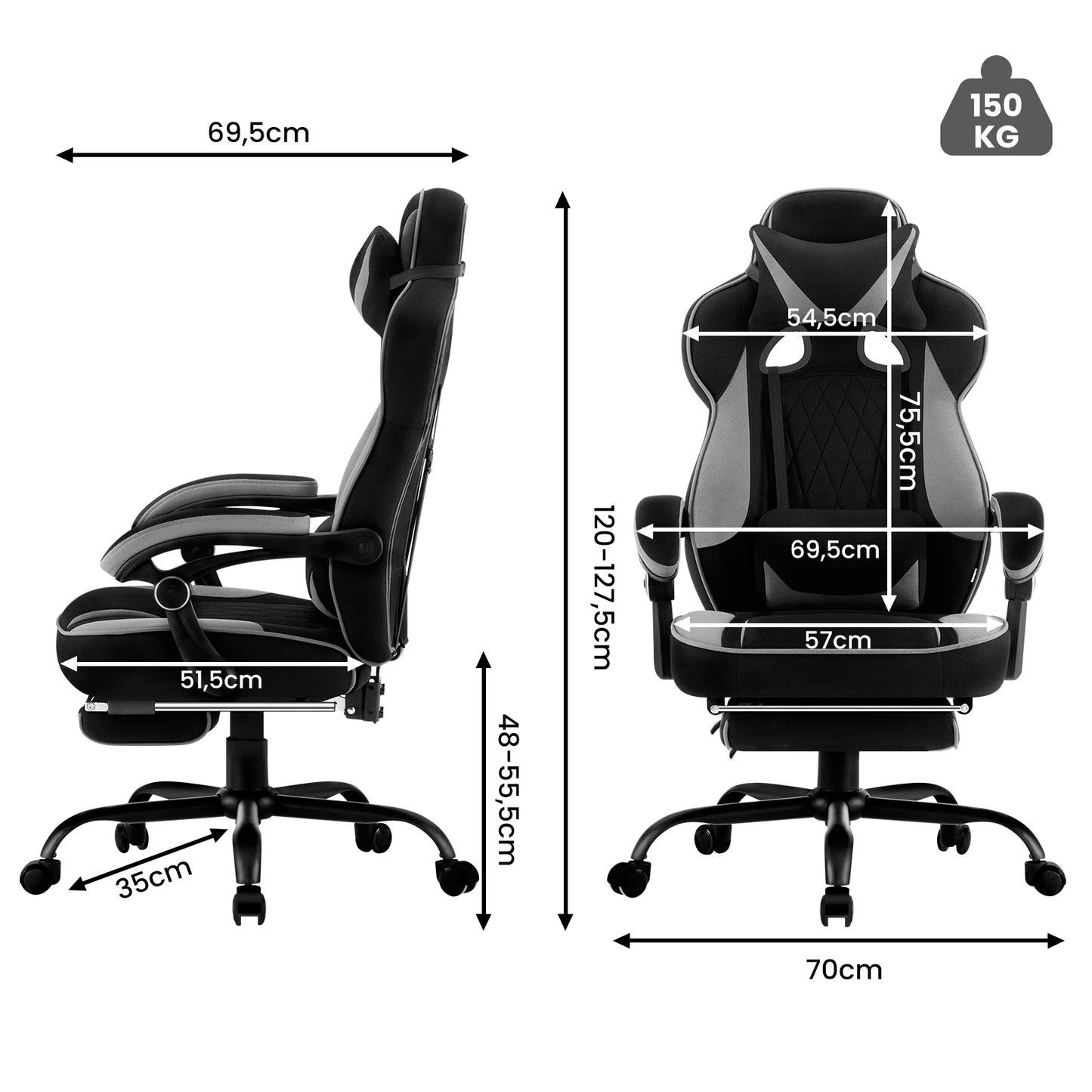 WOLTU Rotatable Computer Armchair Swivel Gaming Chair with Pocket Spring Cushion Ergonomic Office Chair Wide Seat Footrest