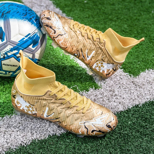 Pro Performance High-Cut Soccer Boots FG TF Studs Breathable Lightweight Cleats for Outdoor Grass and Turf Training Matches