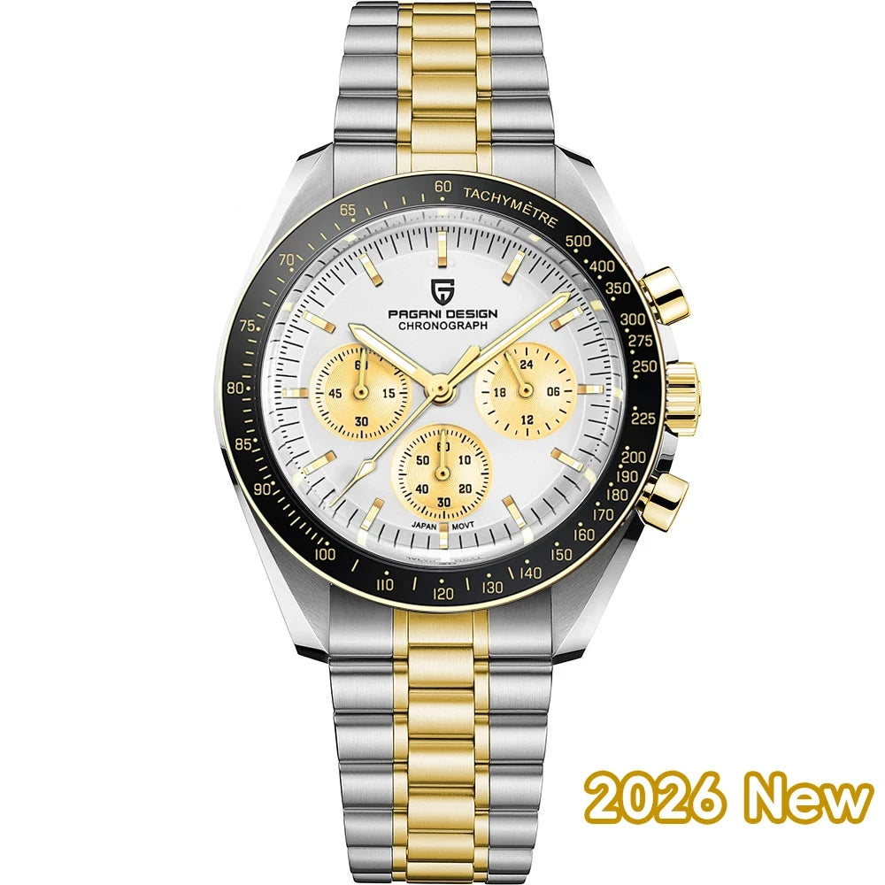 PAGANI DESIGN 2026 New Red Men's Watches Luxury Quartz Wrist Watch For Men Chronograph Automatic Date Waterproof Local Shipping
