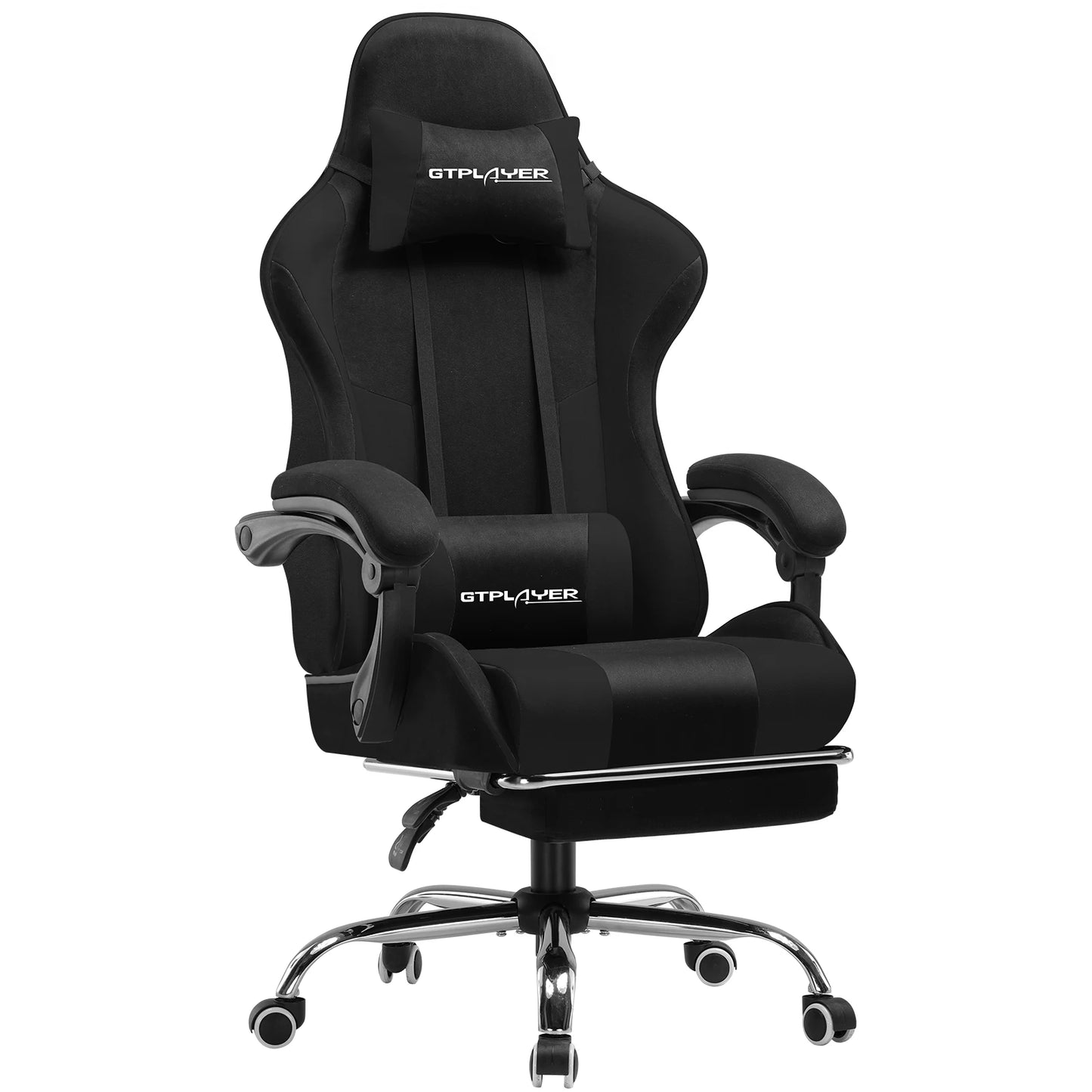 GTPLAYER Gaming Chair with Massage Lumbar Cushion & Footrest, Ergonomic Office Chair with Padded Seat, Swivel Chair up to 150 kg