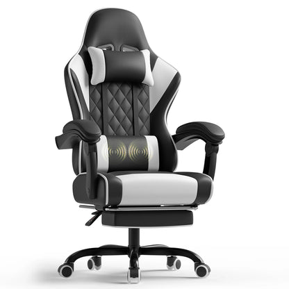 Devoko Height Adjustable Massage Gaming Chair Ergonomic Design with Lumbar Support Headrest Swivel Chair