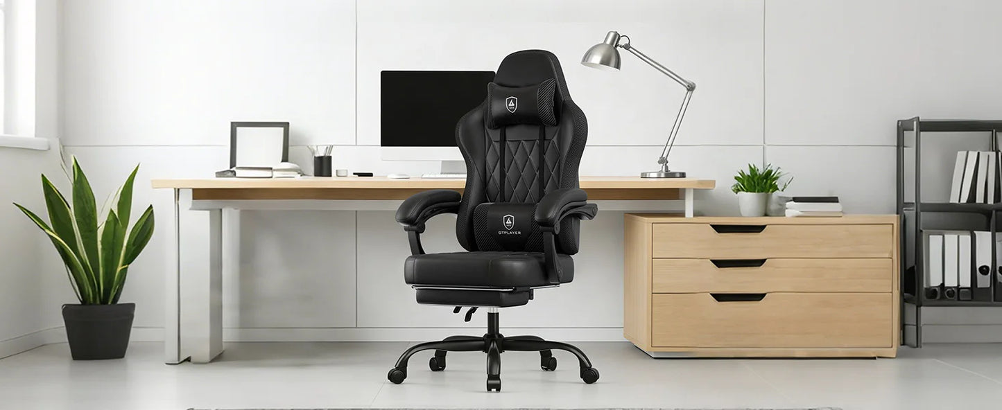 GTPLAYER Gaming Chair Office Chair Gaming Chair with LED Light Bar Gamer Chair Backrest with Storage Bag Ergonomic