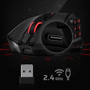 Redragon M913 Wireless Gaming Mouse, 16000 DPI RGB Gaming Mouse, Dual Mode Wired & 2.4GHz Wireless Gaming Mouse with 16 Programmable Buttons