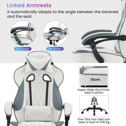 WOLTU Rotatable Computer Armchair Swivel Gaming Chair with Pocket Spring Cushion Ergonomic Office Chair Wide Seat Footrest