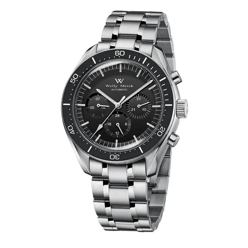 Relógio WM Automático Mecânico 200M Impermeável Casual Clássico Business Welly Merck Relógios para Homem 170M-WM