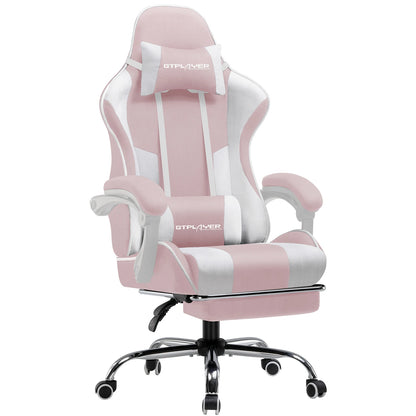 GTPLAYER Gaming Chair with Massage Lumbar Cushion & Footrest, Ergonomic Office Chair with Padded Seat, Swivel Chair up to 150 kg