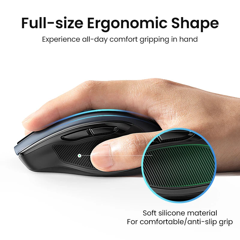UGREEN Wireless Mouse Bluetooth 5.0 Mouse Ergonomic 4000DPI 6 Mute Buttons Mouse For MacBook Tablet Laptops Computer PC 2.4G Mice