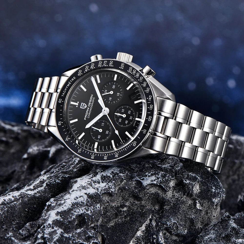 PAGANI DESIGN 2026 Nuevo reloj rojo de lujo para hombre, reloj de pulsera de cuarzo para hombre con cronógrafo, fecha automática, resistente al agua y envío local