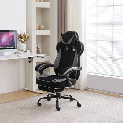 WOLTU Rotatable Computer Armchair Swivel Gaming Chair with Pocket Spring Cushion Ergonomic Office Chair Wide Seat Footrest