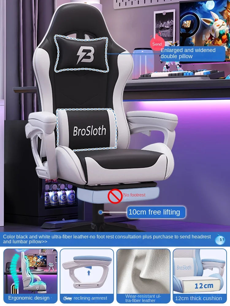 S6 Ergonomic Gaming Chair with Adjustable Backrest, Comfortable Computer Chair, Swivel Lift Chair with Armrests for Gaming & Office