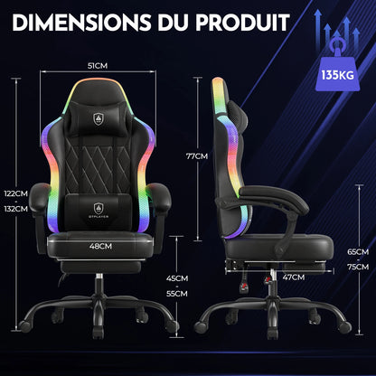 GTPLAYER Gaming Chair Office Chair Gaming Chair with LED Light Bar Gamer Chair Backrest with Storage Bag Ergonomic