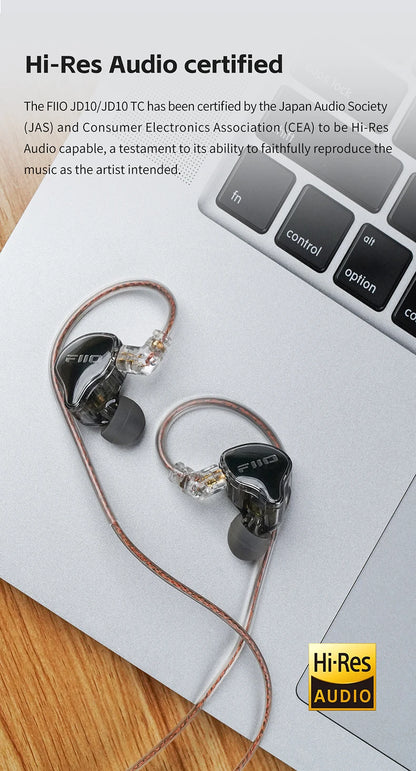 FiiO JD10 3.5mm / Type-C Wired In-Ear Earphone Hi-Res Audio HIFI Bass Stereo Music Earbuds Sport Gaming Headset