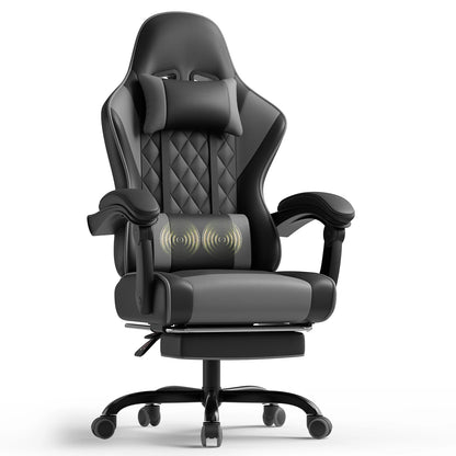 Devoko Height Adjustable Massage Gaming Chair Ergonomic Design with Lumbar Support Headrest Swivel Chair