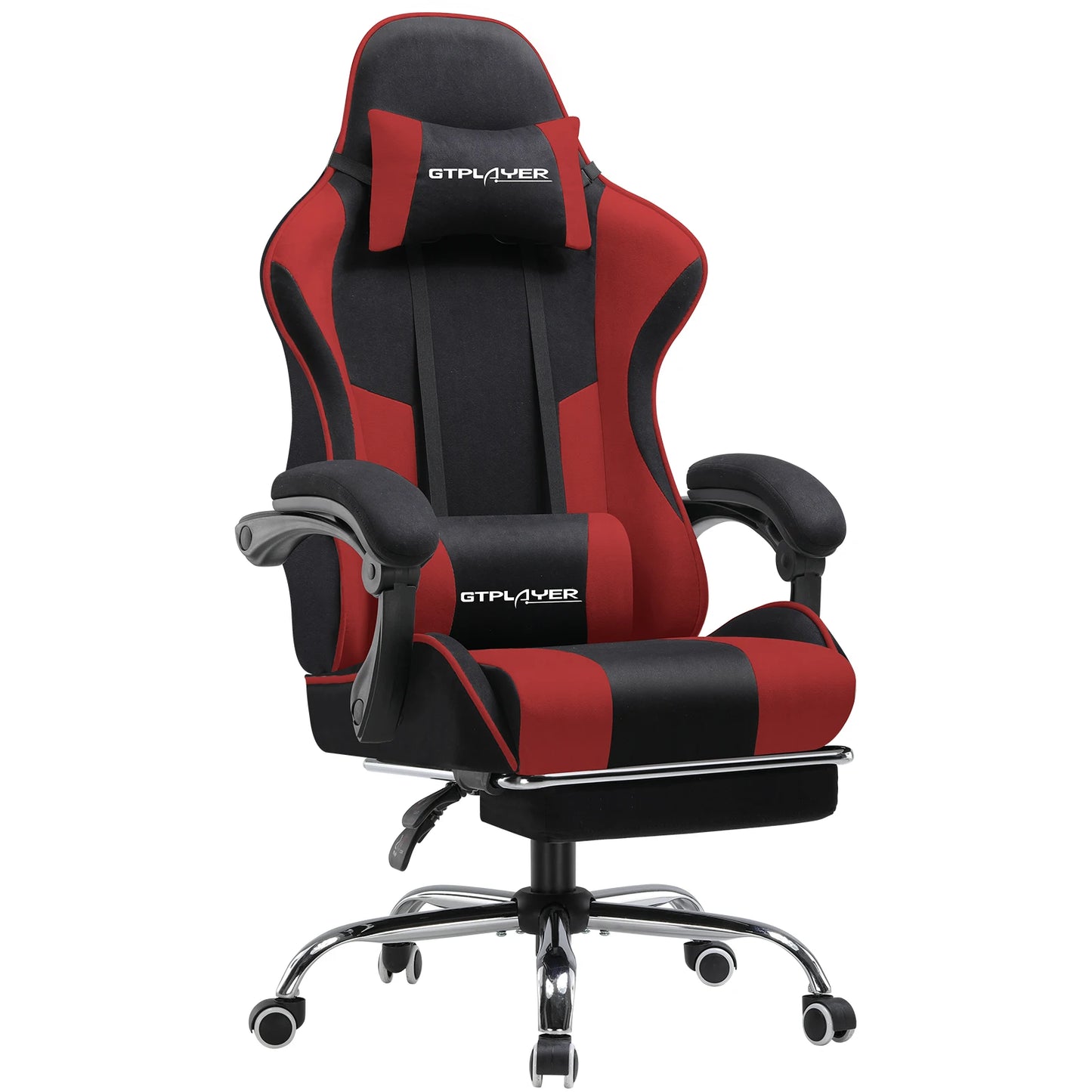 GTPLAYER Gaming Chair with Massage Lumbar Cushion & Footrest, Ergonomic Office Chair with Padded Seat, Swivel Chair up to 150 kg