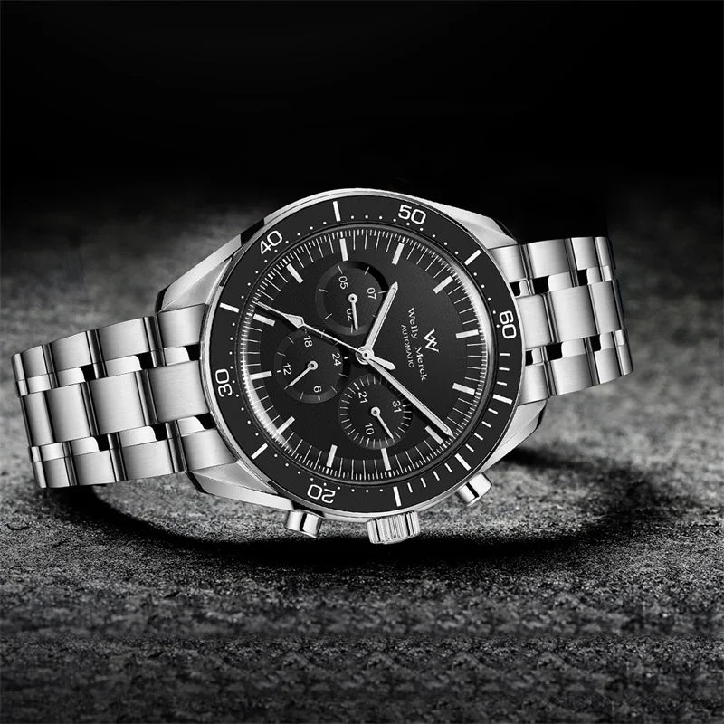 Relógio WM Automático Mecânico 200M Impermeável Casual Clássico Business Welly Merck Relógios para Homem 170M-WM