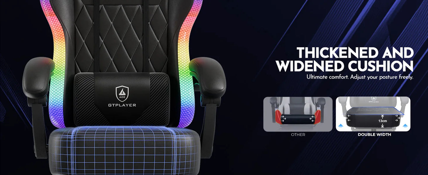 GTPLAYER Gaming Chair Office Chair Gaming Chair with LED Light Bar Gamer Chair Backrest with Storage Bag Ergonomic