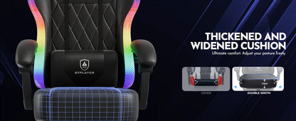 GTPLAYER Gaming Chair Office Chair Gaming Chair with LED Light Bar Gamer Chair Backrest with Storage Bag Ergonomic