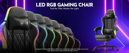 GTPLAYER Gaming Chair Office Chair Gaming Chair with LED Light Bar Gamer Chair Backrest with Storage Bag Ergonomic
