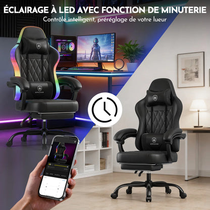 GTPLAYER Gaming Chair Office Chair Gaming Chair with LED Light Bar Gamer Chair Backrest with Storage Bag Ergonomic