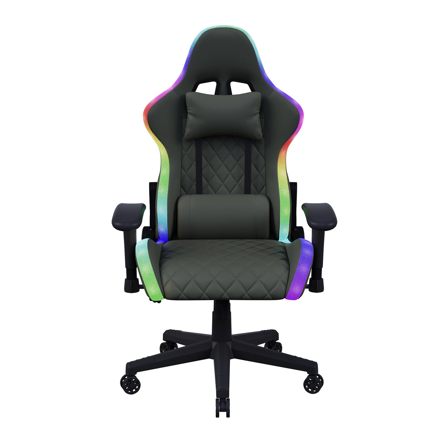 Comanlai Ergonomic Gaming Chair with RGB Lighting, PVC Leather Computer Chair, Adjustable Seat Height and Backrest, Waist Massage
