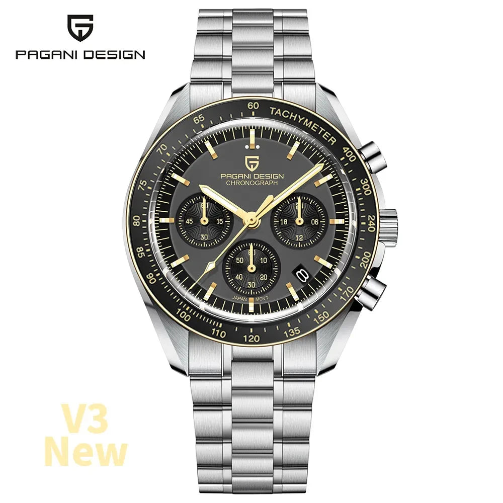 PAGANI DESIGN 2026 Nuevo reloj rojo de lujo para hombre, reloj de pulsera de cuarzo para hombre con cronógrafo, fecha automática, resistente al agua y envío local