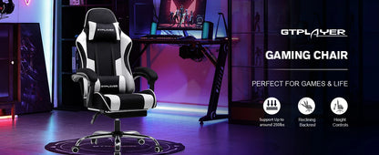 GTPLAYER Office Chair Gaming Chair Fabric Gaming Armchair Ergonomic Gamer Chair Footrest Headrest Lin Pillow Padded